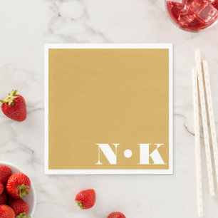Moderne monogram Initialen Gele Aangepaste bruilof Servet
