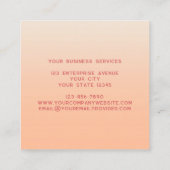 Moderne Monogram Initialen Naam Perzik Gradiënt Vierkante Visitekaartje (Achterkant)