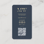 Moderne Monogram Initialen Professioneel Donkerbla Visitekaartje (Achterkant)