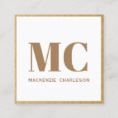 Moderne Monogram Initialen QR Code Goud Lijst Vierkante Visitekaartje (Voorkant)