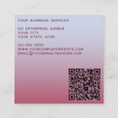 Moderne Monogram Initialen QR Code Roze Blu Gradië Vierkante Visitekaartje (Achterkant)