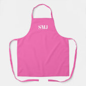 Moderne monogram initialen warm roze wit schort (Voorkant)