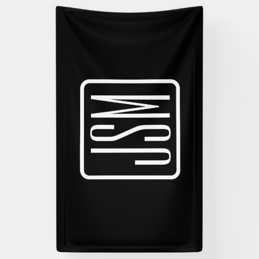 Moderne Monogram-Initialen | Zwart & Wit Spandoek (Verticaal)