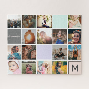 Moderne monogram je familie 16 foto-collage raster legpuzzel