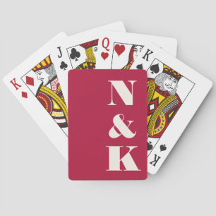 Moderne Monogram Kerst Rood Trouwdag Pokerkaarten