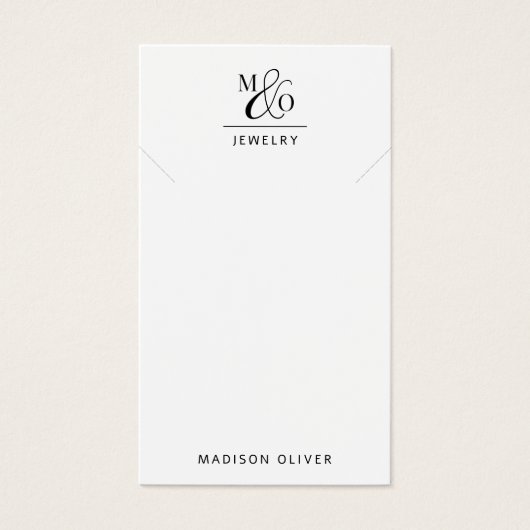 Moderne Monogram Ketting Sieraden Display Kaart (Voorkant)