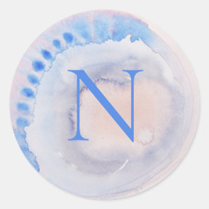 Moderne monogram kleurstof Klassieke ronde Sticker