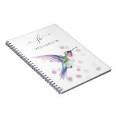 Moderne Monogram kolibrie Notitieboek (Rechterzijde)