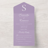 Moderne monogram lavender Dinner All In One Uitnodiging (Binnen)