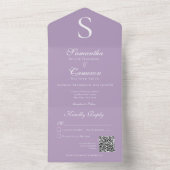 Moderne Monogram Lavender Paarse QR-code All In One Uitnodiging (Binnen)