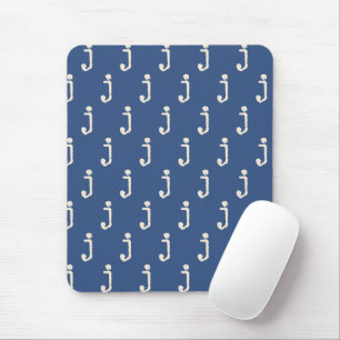 Moderne Monogram Letter Typewriter Typografie Blau Muismat