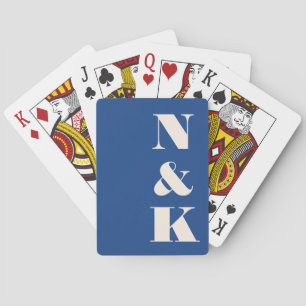 Moderne Monogram Levendige Blauwe Huwelijksgunst G Pokerkaarten