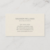 Moderne Monogram Logo Cream Weddingplanner Visitekaartje (Achterkant)
