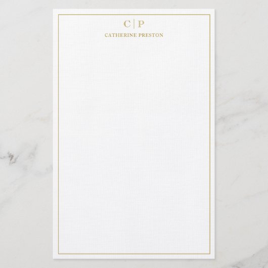 Moderne Monogram Luxe Gouden Persoonlijke Briefpap Briefpapier (Voorkant)