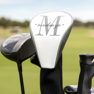 Moderne Monogram Minimaal Zwart Wit Golfheadcover