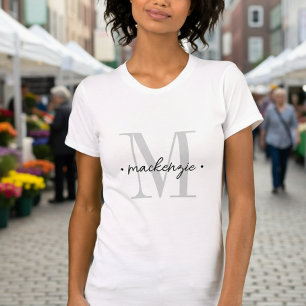 Moderne Monogram Minimaal Zwart Wit T-shirt