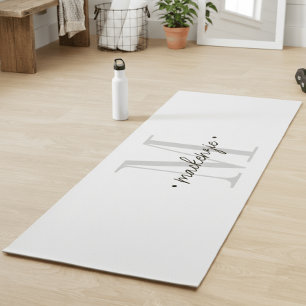 Moderne Monogram Minimaal Zwart Wit Yogamat