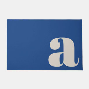 Moderne monogram minimalistische levendige blauwe deurmat