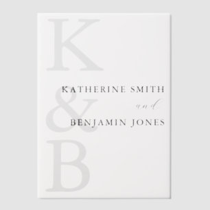 Moderne Monogram Minimalistische Overlay Wedding Vellum Uitnodigingen