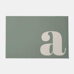 Moderne Monogram Minimalistische Sage Green Entryw Deurmat
