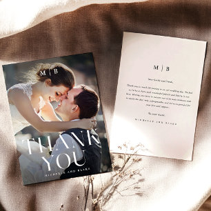 Moderne Monogram Minimalistische Trouwbedankkaart Bedankkaart