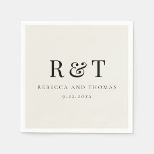 Moderne Monogram Minimalistische Trouwdag Servet