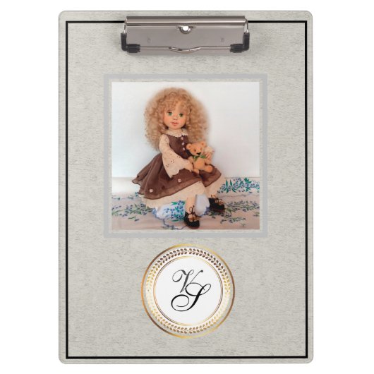 Moderne Monogram Modieuze Doll Klembord (Voorkant)