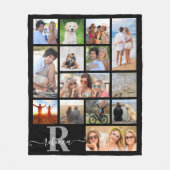 Moderne monogram naam 14 Foto Collage Aangepaste k Fleece Deken (Voorkant)