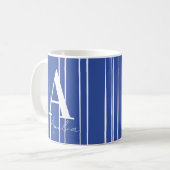 Moderne monogram Naam Blauw Koffiemok (Voorkant links)
