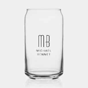 Moderne monogram naam blikvorm glas