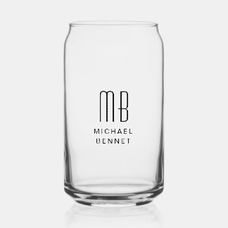 Moderne monogram naam blikvorm glas