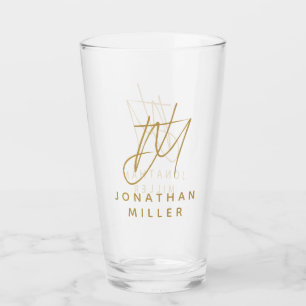 Moderne monogram naam Eenvoudige bier Glas