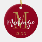 Moderne monogram Naam Foto Aangepaste kleurentoets Keramisch Ornament (Voorkant)