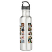 Moderne Monogram Naam Fotocollage Waterfles (Achterkant)