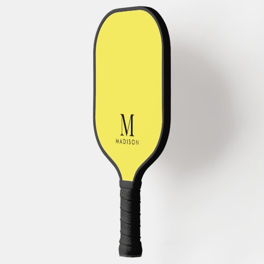 Moderne monogram Naam Geel Pickleball Paddle (Links)