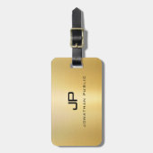Moderne monogram naam Gold Kijk Sjabloon Glamor Bagagelabel (Voorkant verticaal)