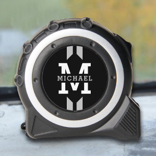 Moderne Monogram Naam Grijze Streep Rolmaat