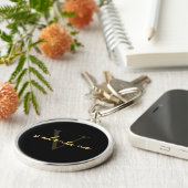 Moderne Monogram Naam Initiaal Goud Sleutelhanger (Zijkant)