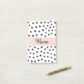 Moderne monogram naam | Pastel Roze en Zwarte Stip Post-it® Notes (Op bureau)