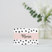 Moderne monogram naam | Pastel Roze en Zwarte Stip Visitekaartje (Staand voorkant)