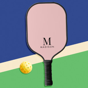 Moderne monogram naam Pastel Roze Pickleball Paddle