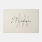 Moderne Monogram Naam Schrift Crème Deurmat (Voorkant)