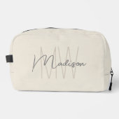 Moderne Monogram Naam Schrift Crème Toilettasje (Voorkant)