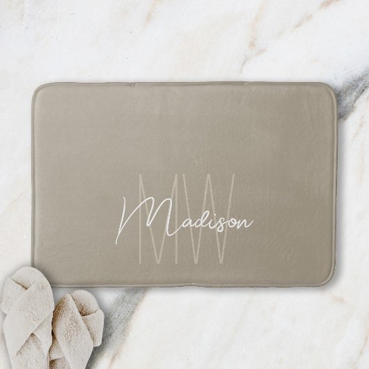 Moderne Monogram Naam Script Beige Badmat