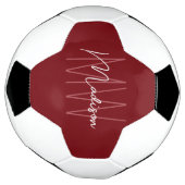 Moderne monogram naam script rood voetbal (Gedraaid)