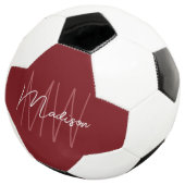 Moderne monogram naam script rood voetbal (Drie kwart)