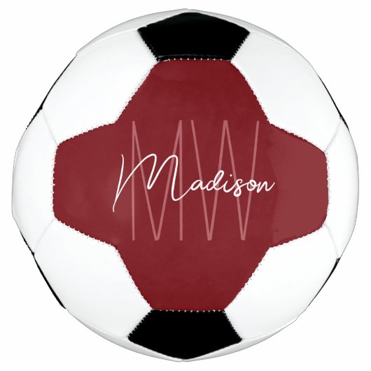 Moderne monogram naam script rood voetbal (Voorkant)