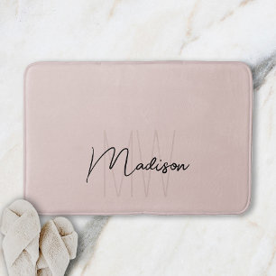 Moderne Monogram Naam Script Roze Badmat