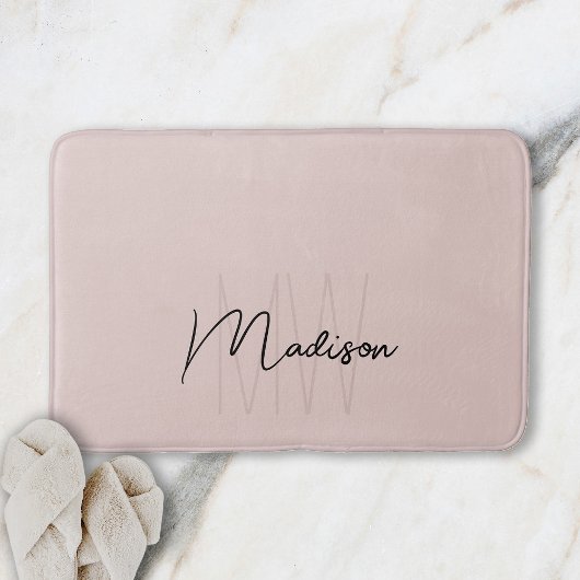 Moderne Monogram Naam Script Roze Badmat