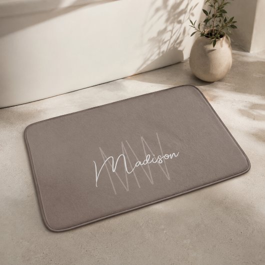 Moderne Monogram Naam Script Taupe Badmat